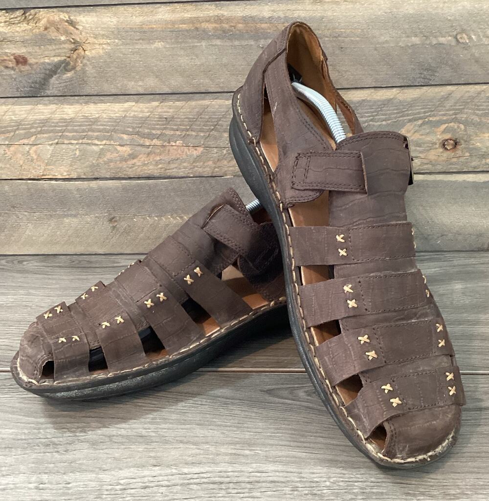 Alegria Cage Sandal Mens EU 47 Martinique Cafe Nubuck Leather US 13 Fisherman